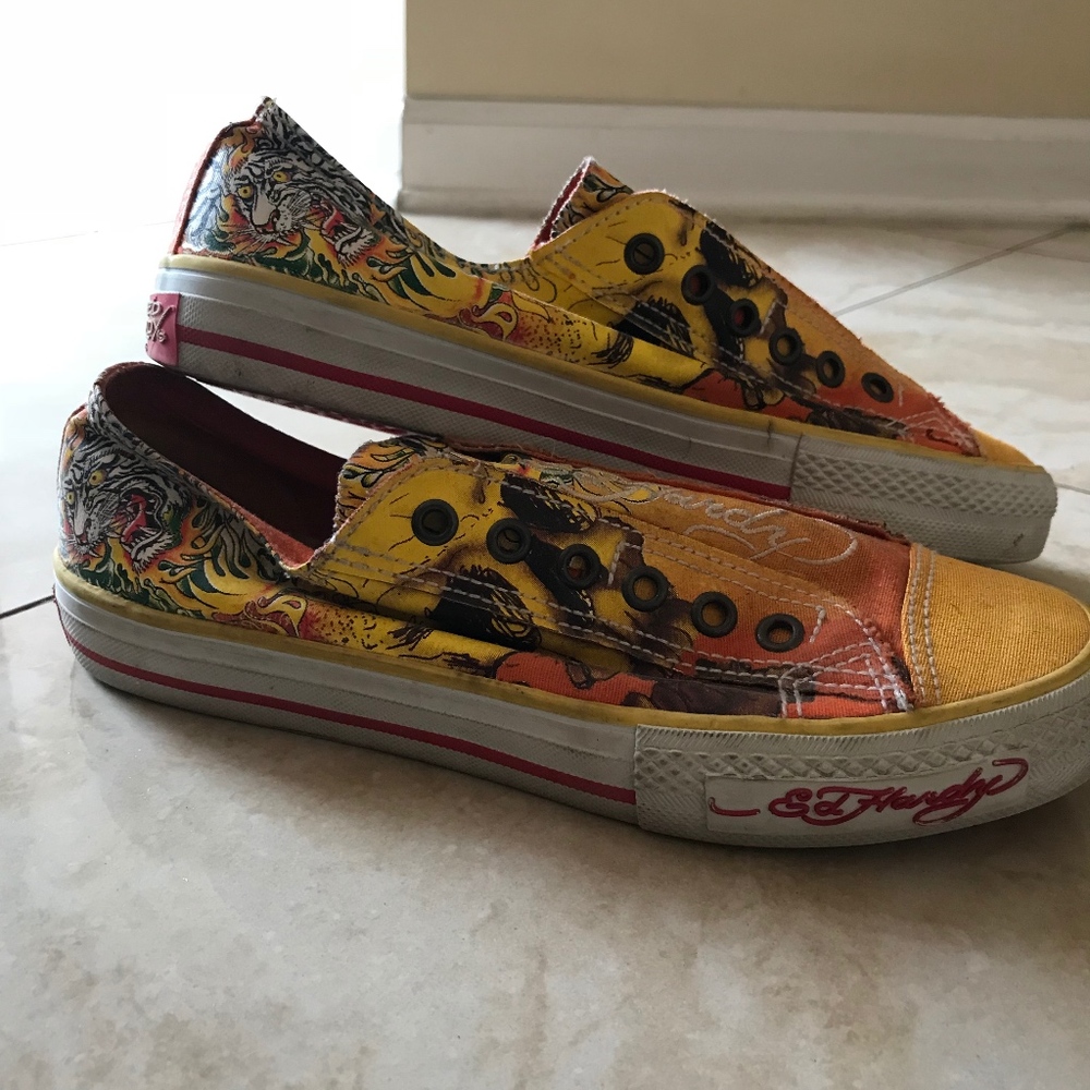 Ed Hardy Lace-less Slip on Sneakers